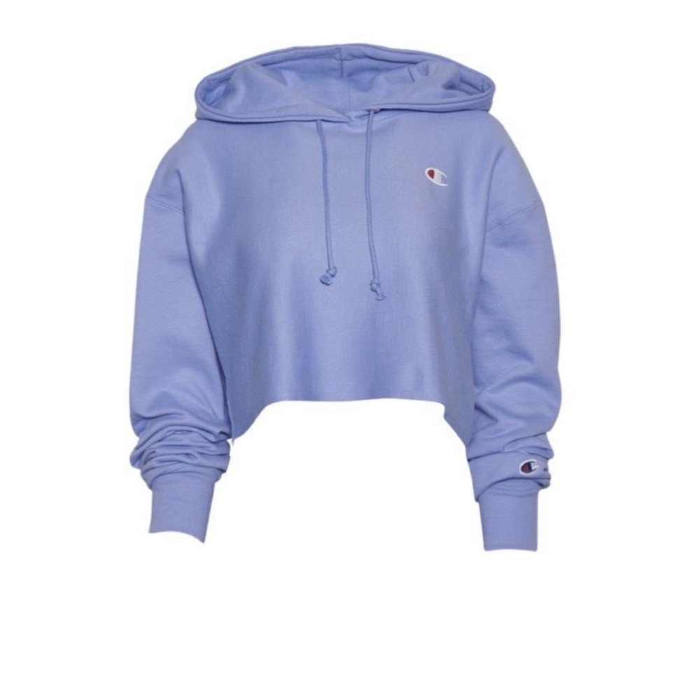 Champion Cropped Hoodie Blue Sz M NWT